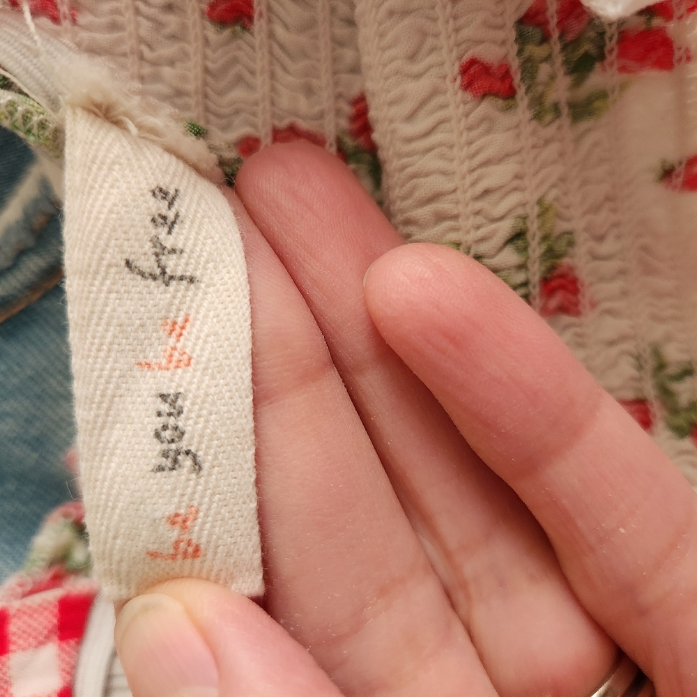 Bebop gingham checkered strawberry smocked maxi dress peasant M tiered festival - Picture 6 of 8